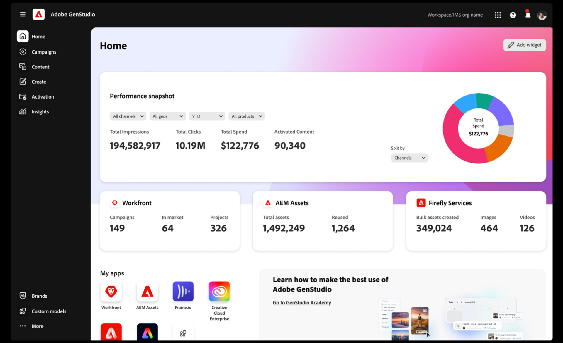 GenStudio dashboard