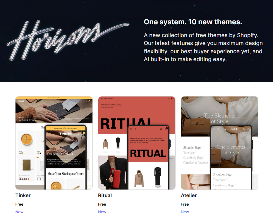 Shopify Horizons Thèmes